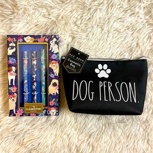 Rae Dunn Dog Person Cosmetic Bag/Pen Case + Adorable Dog Pen Set